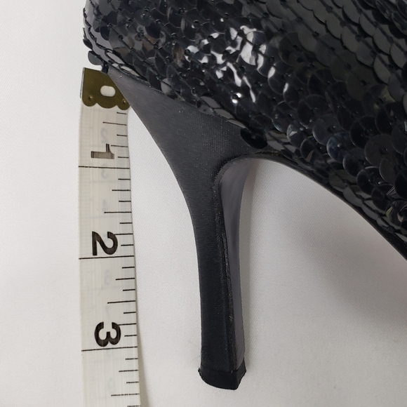 Rampage JULIA Black Sequined Open Toe Heels - Picture 9 of 11